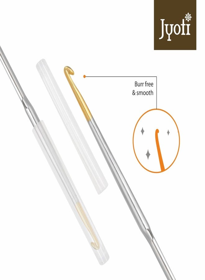 Jyoti Crochet Hook Steel (Gold Point) for Thread Work, Hand Knitted Sewing DIY Craft Weaving Needle, Ideal for Sweaters, Purses, Scarves, and Hats, # 15414 (Silver, 5"/12cm of Size 1/1.6mm) - 5 Pcs - Image 5